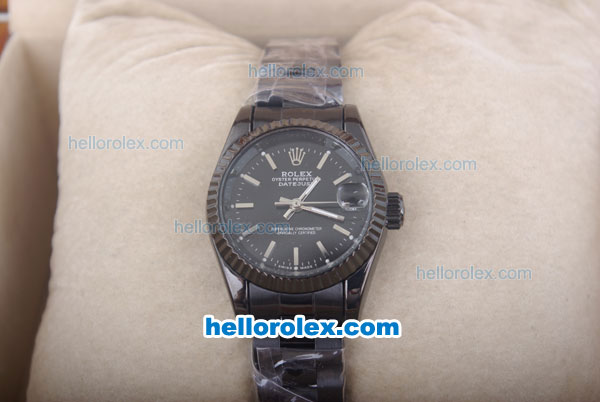 Rolex Datejust Oyster Perpetual Automatic Full PVD with Black Dial and White Linear Marking-Small Calendar - Click Image to Close